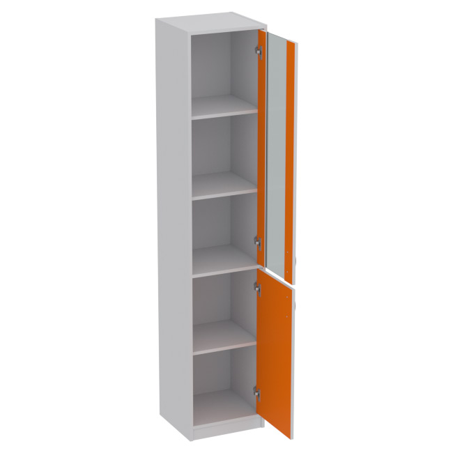 Офисный шкаф СБ-3+ДВ-62 графит цвет Серый+Оранж 40/37/200 см