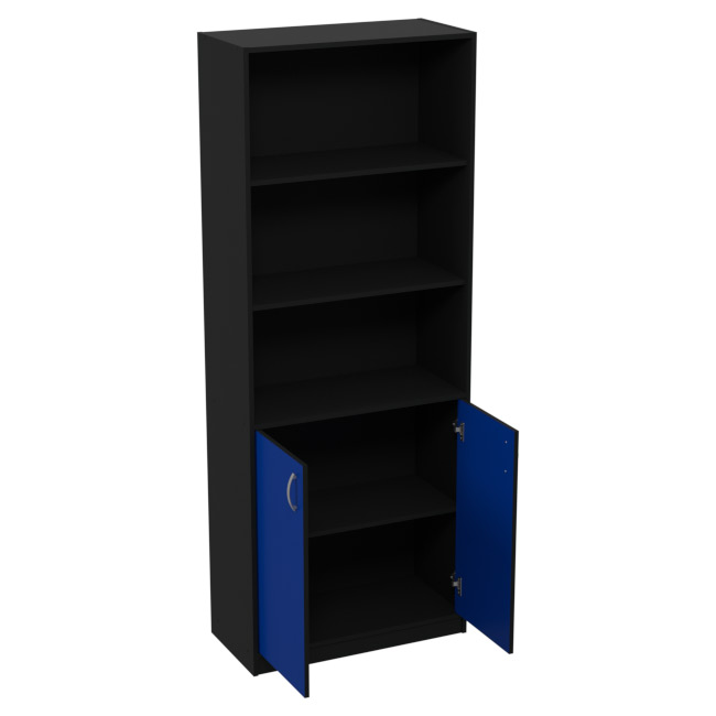 Шкаф для офиса ШБ-3 цвет Черный + Синий 77/37/200 см