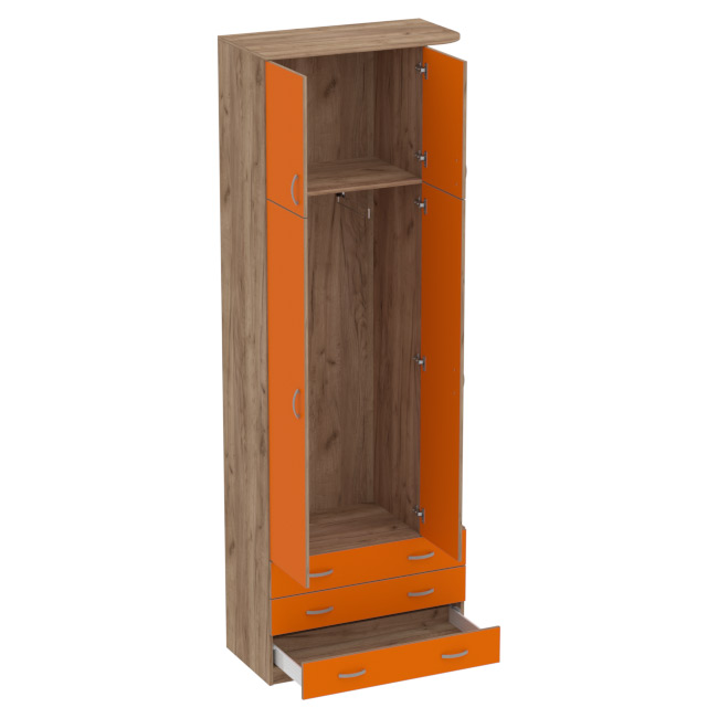 Офисный шкаф для одежды ШО-45 цвет Дуб Крафт + Оранж 89/45/260 см