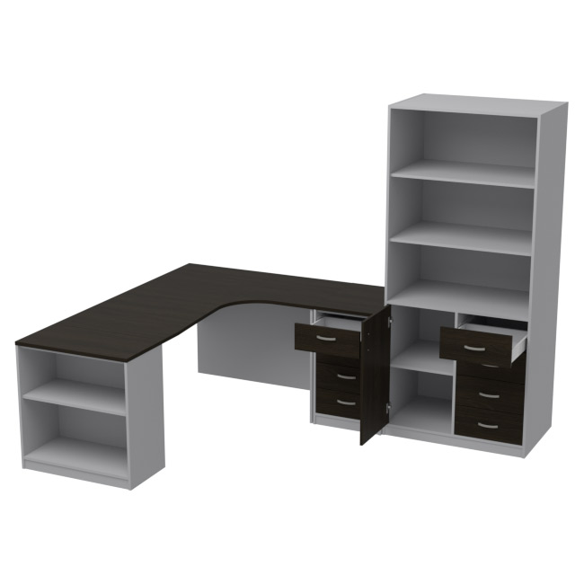 Комплект офисной мебели КП-21 цвет Серый+Венге