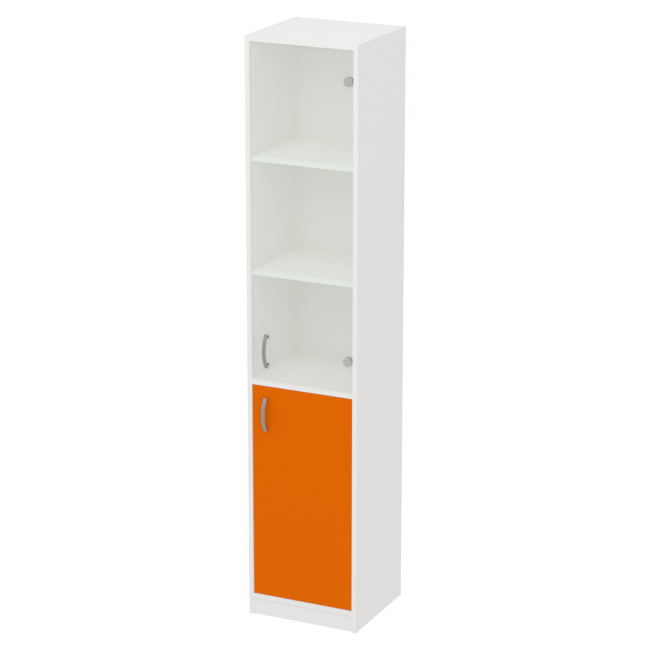 Офисный шкаф СБ-3+А5 матовый цвет Белый+Оранж 40/37/200 см