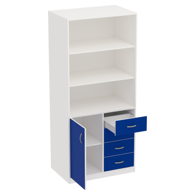 Офисный шкаф ШБ-7 цвет Белый+Синий 89/58/200 см
