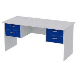 Офисный стол СТ+4Т-10 цвет Серый + Синий 160/73/76 см