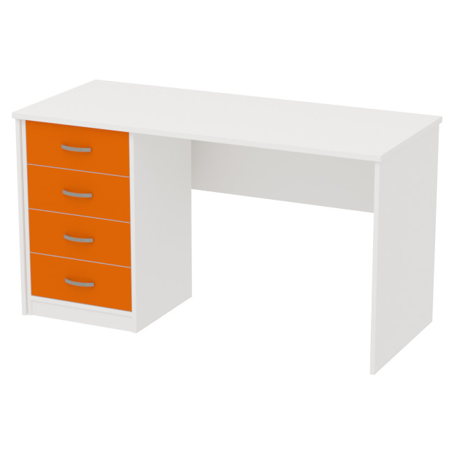 Офисный стол СТ-42+ТС-27 цвет Белый+Оранж 140/60/76 см