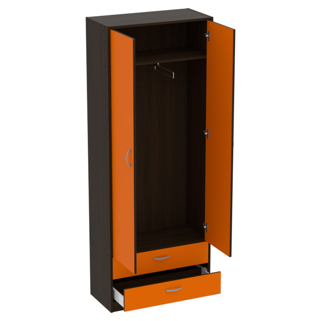 Шкаф для одежды ШО-37 цвет Венге+Оранжевый 77/37/200
