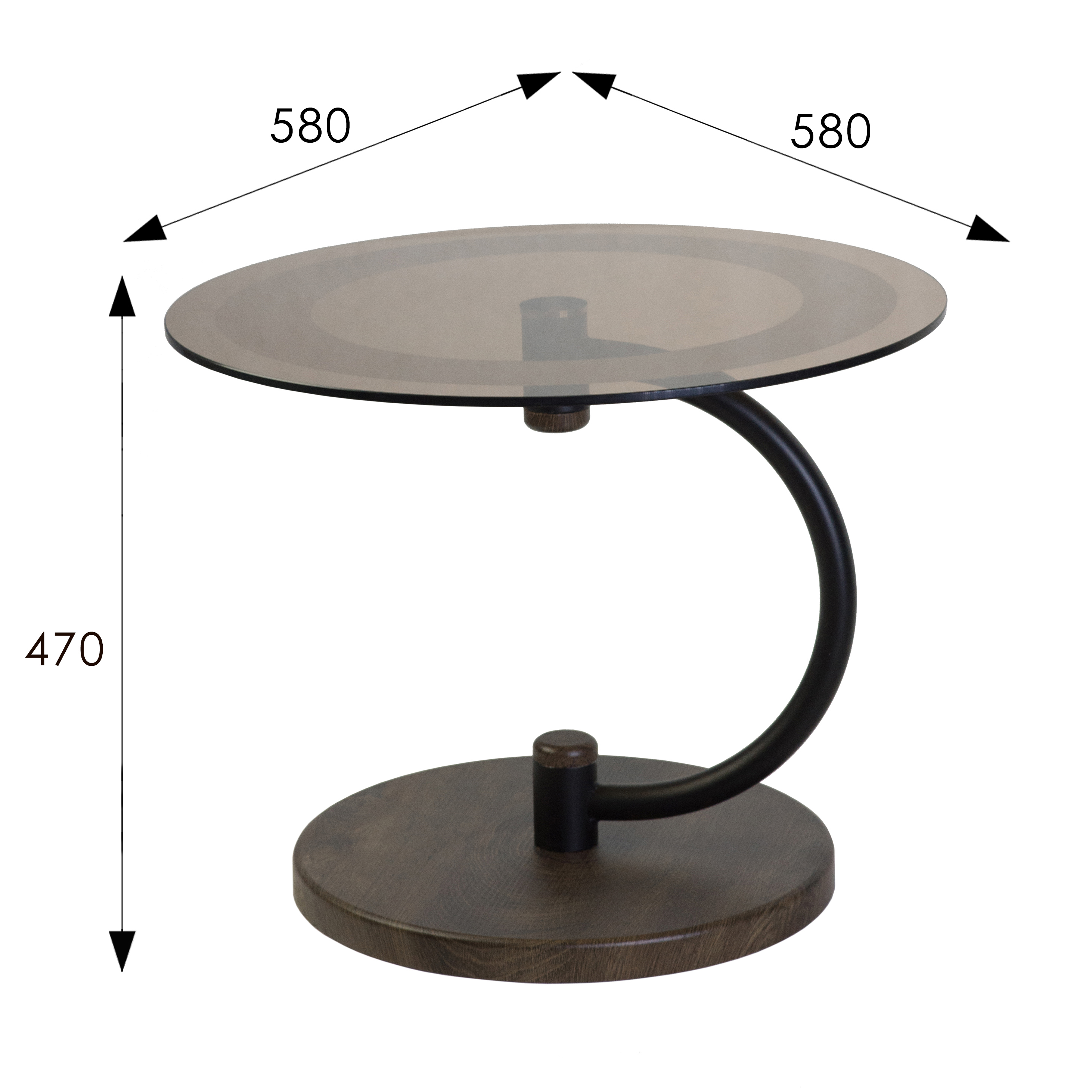 Стол журнальный Дуэт 13Н черный/дуб маррон/тонированное