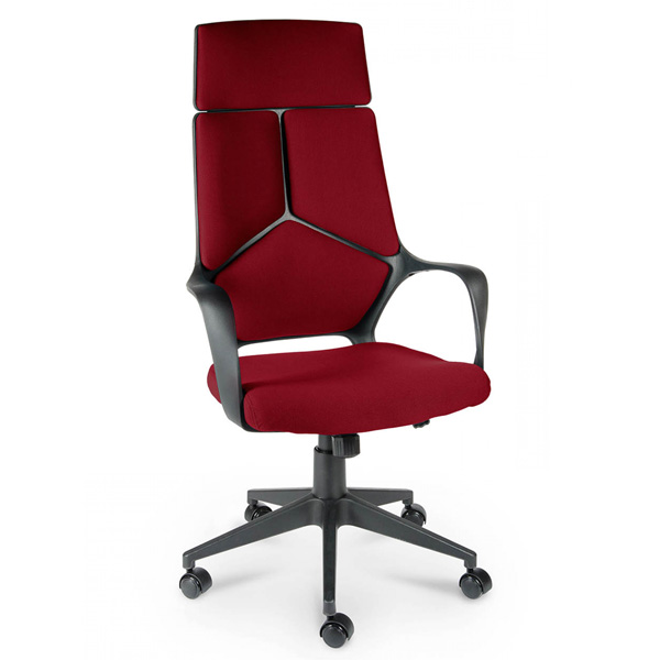 Кресло офисное IQ black plastic+Темно-красный
