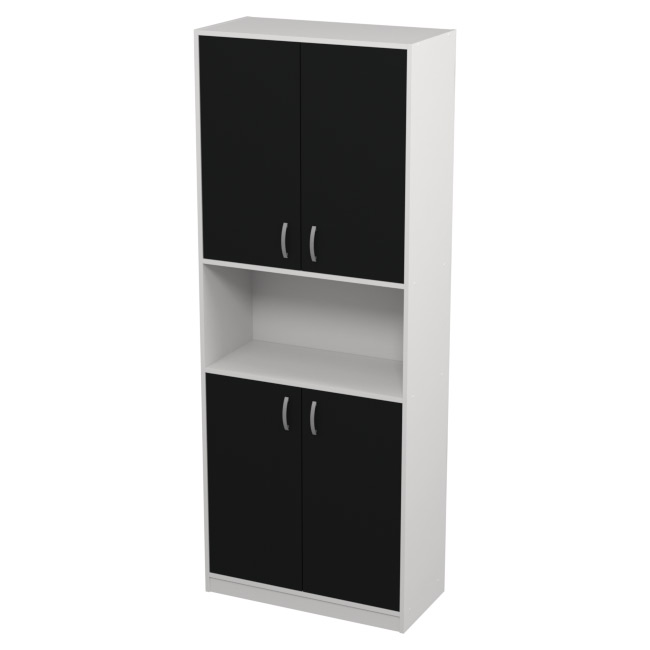 Шкаф для офиса ШБ-4 цвет Белый + Черный 77/37/200 см