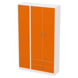Шкаф для одежды ШО-37+СБ-2/З цвет Белый+Оранж 117/37/200 см