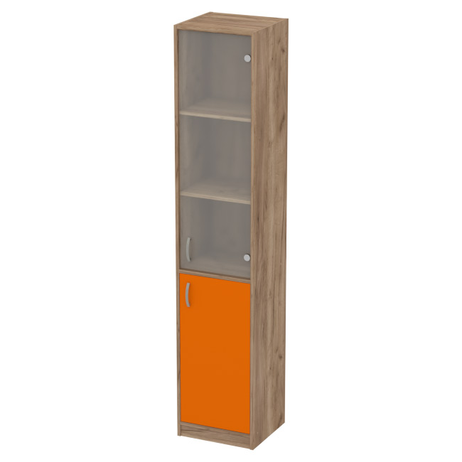 Офисный шкаф СБ-3+А5 матовый цвет Дуб Крафт+Оранж 40/37/200 см