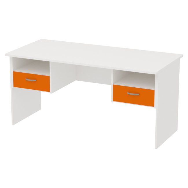 Офисный стол СТ+2Т-10 цвет Белый+Оранжевый 160/73/76 см