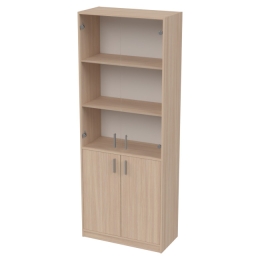 Офисный шкаф ШБ-3+А-5+С-28М прозр. цвет Дуб Молочный 77/37/200 см