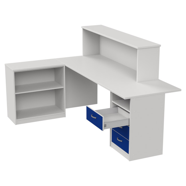 Комплект офисной мебели КП-12 цвет Белый+синий