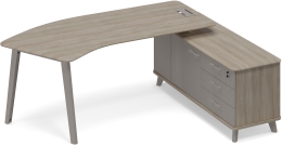 Стoл руководителя эргономичный на опорной тумбе правый Вяз-Мокко ТМ М1 126 ВЛ ВЛ МП 216,4/159,2/75,6