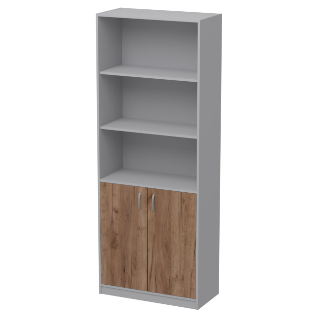 Офисный шкаф ШБ-3 цвет Серый + Дуб Крафт 77/37/200 см