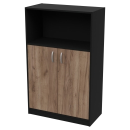 Офисный стеллаж СБ-63 цвет Черный + Дуб Крафт 77/37/123 см