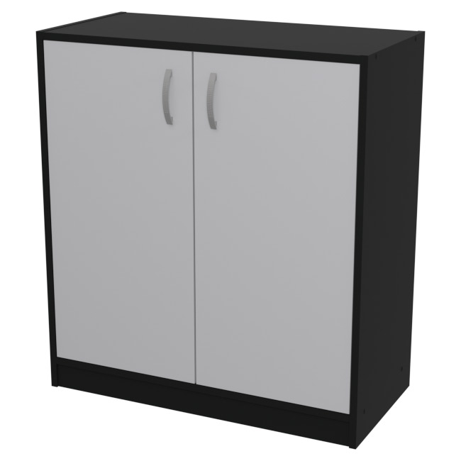 Шкаф для офиса СБ-37+ДВ-45 цвет Черный + Серый + ХДФ С 77/37/85 см