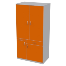 Мини кухня МК-1Р распашные двери цвет Серый+Оранж 100/60/200 см