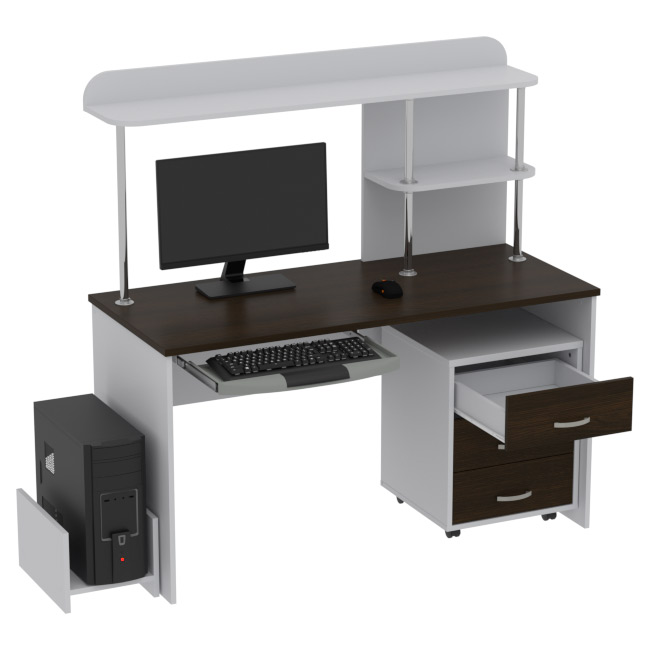 Компьютерный стол КП-СК-11 цвет Серый+Венге 140/60/141,5 см