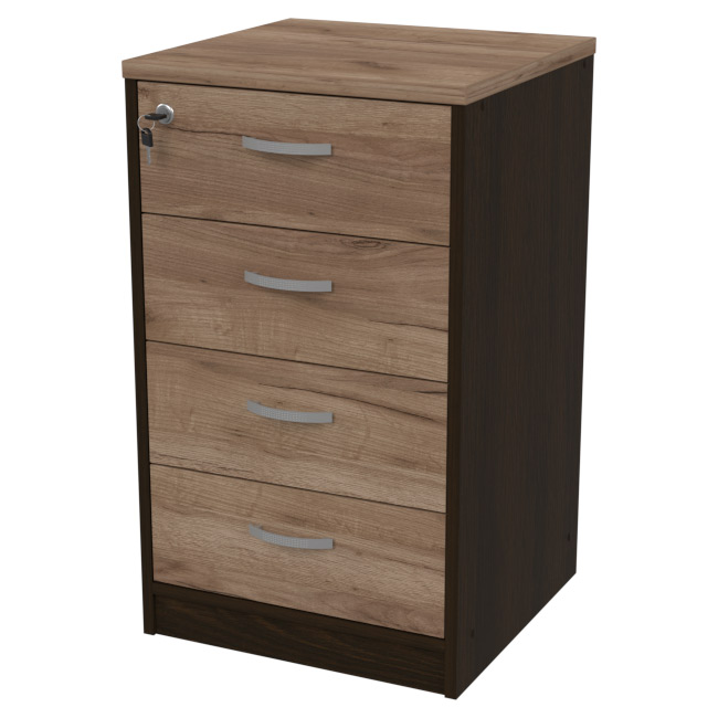 Тумба для офиса приставная ТС-27+С46 с замком цвет Венге + Дуб Крафт 45/44/76 см