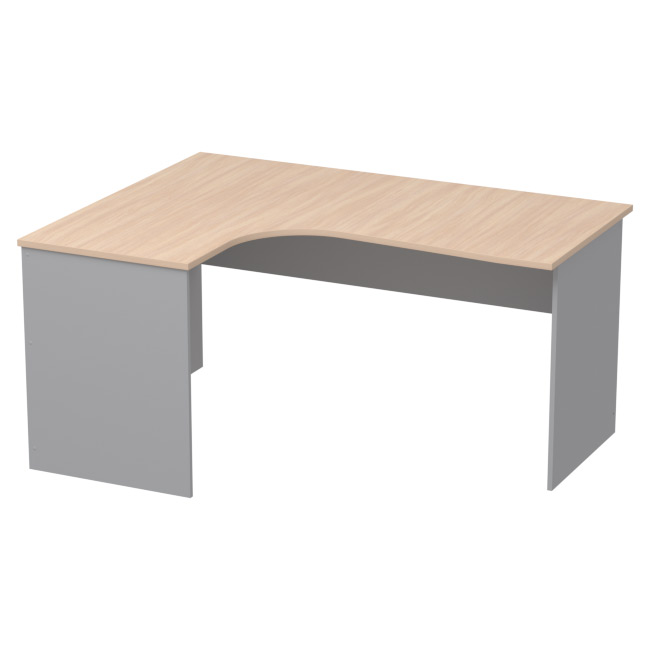 Офисный стол угловой СТУ-П цвет Серый+Дуб Молочный 160/120/76 см