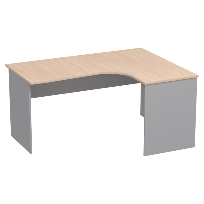 Офисный стол угловой СТУ-Л цвет Серый+Дуб Молочный 160/120/76 см