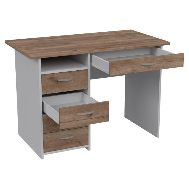 Cтол с тумбой СТ-46Л цвет Серый+Дуб крафт