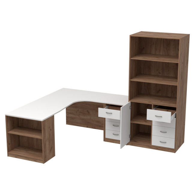 Комплект офисной мебели КП-21 цвет Дуб Крафт+Белый