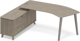 Стoл руководителя эргономичный левый с тумбой опорной Вяз либерти ТМ М1 125 ВЛ ВЛ ВЛ 216,4/159,2/75,6