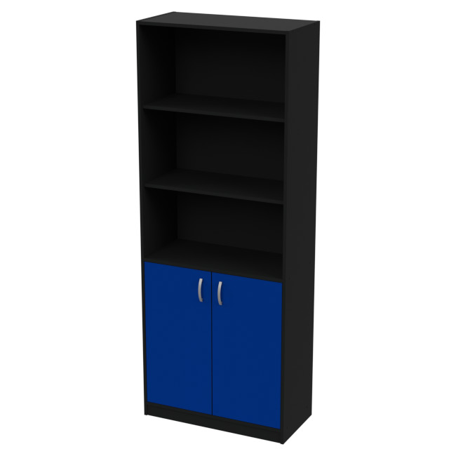 Шкаф для офиса ШБ-3 цвет Черный + Синий 77/37/200 см