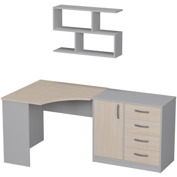 Комплект офисной мебели КП-18 цвет Серый+Дуб Молочный