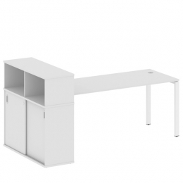 Стол письменный на П-образном м/к с опорным шкафом-купе 221 METAL SYSTEM БП.РС-СШК-3.5 Белый