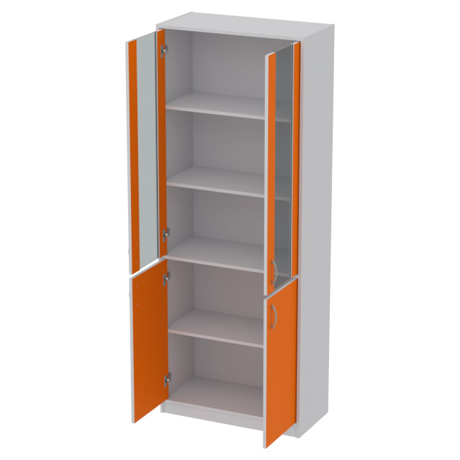 Офисный шкаф ШБ-3+ДВ-62 графит цвет Серый+Оранж 77/37/200 см