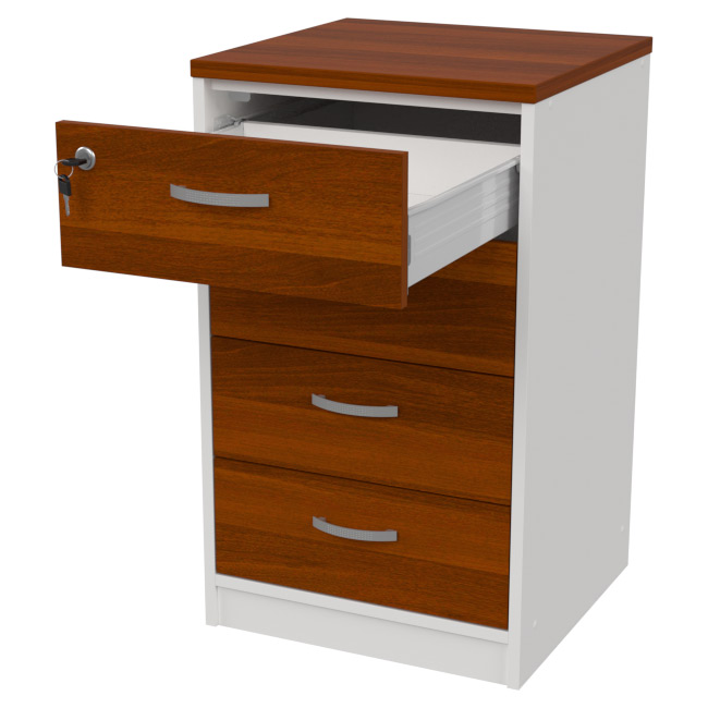 Офисная тумба приставная ТС-27+С46 с замком цвет Белый + Орех 45/44/76 см