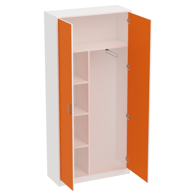 Офисный шкаф для одежды ШО-7 цвет Белый+Оранж 93/37/200