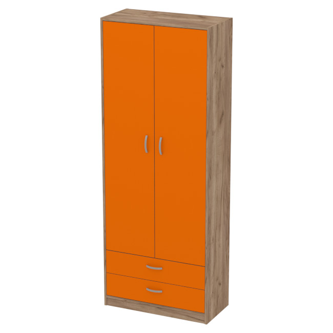 Шкаф для одежды ШО-37 цвет Дуб Крафт+Оранж 77/37/200 см