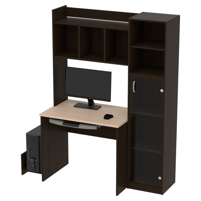 Компьютерный стол КП-СК-15 цвет Венге+Дуб Молочный 130/60/180 см