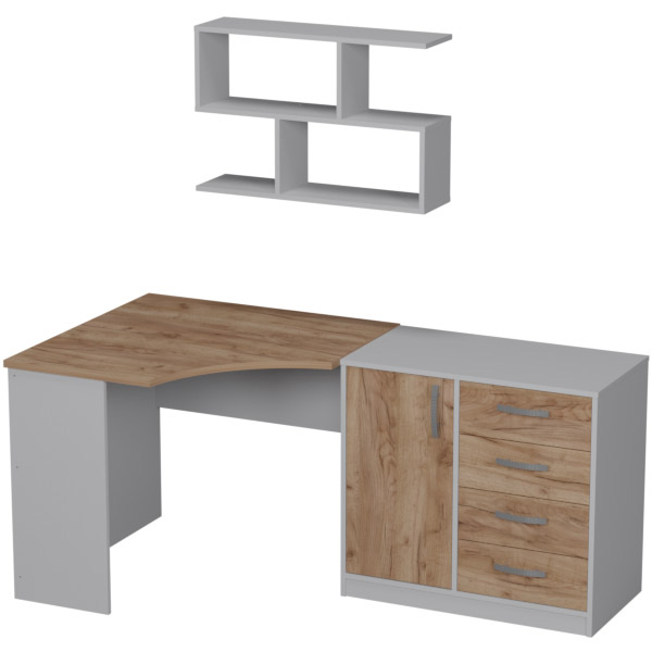Комплект офисной мебели КП-18 цвет Серый+Дуб Крафт
