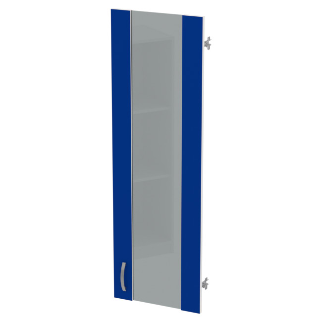 Дверь в рамке ДВ-62 Синий + кромка Белый стекло графит