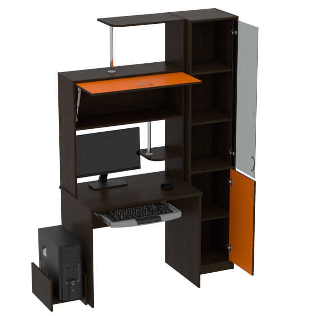 Компьютерный стол КП-СК-13 графит цвет Венге+Оранж 130/60/202 см