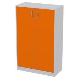 Офисный шкаф СБ-60+ДВ-60 цвет Серый+Оранж 77/37/123 см