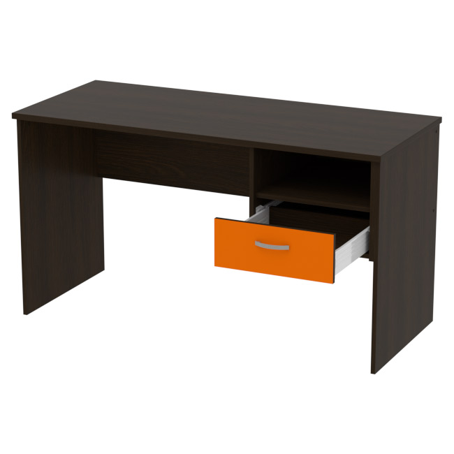 Офисный стол СТ+1Т-42 цвет Венге+Оранжевый 140/60/76 см