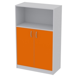 Офисный шкаф СБ-63 цвет Серый+Оранж 77/37/123 см