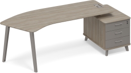 Стол руководителя правый эргономичный на тумбе малой Вяз-Мокко ТМ М1 132 ВЛ ВЛ МП 245,8/100/75,6