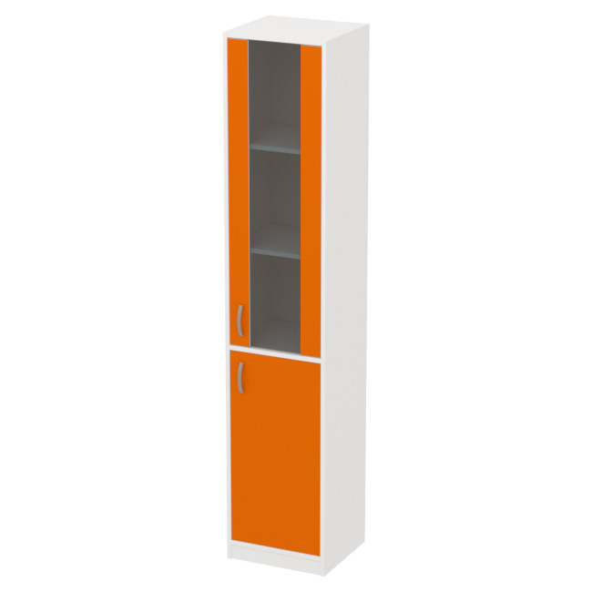 Офисный шкаф СБ-3+ДВ-62 графит цвет Белый+Оранж 40/37/200 см