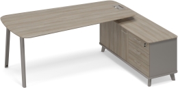 Стoл руководителя правый с опорной тумбой Мокко-Вяз ТМ М1 118 МП ВЛ ВЛ 216,4/169,2/75,6