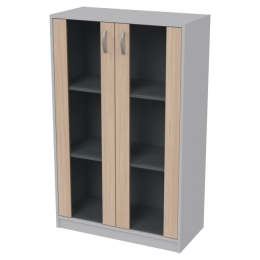 Офисный шкаф СБ-60+ДВ-62 графит цвет Серый+Дуб 77/37/123 см