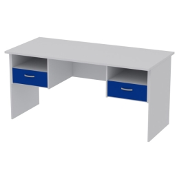 Офисный стол СТ+2Т-10 цвет Серый+Синий 160/73/76 см