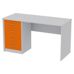 Офисный стол СТ-42+ТС-27 цвет Серый+Оранж 140/60/76 см