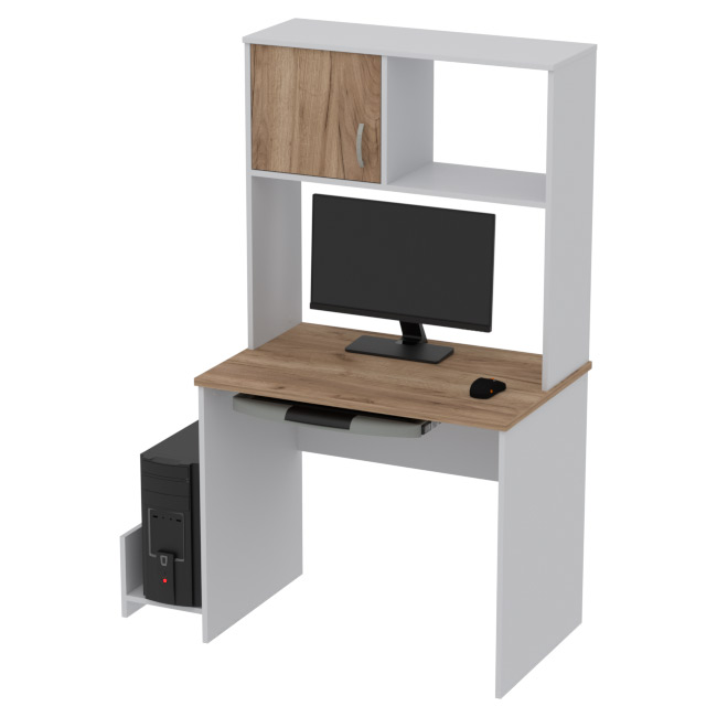 Компьютерный стол КП-СК-6 цвет Серый+Дуб Крафт 90/60/163 см